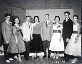 Class of 1960  Senior Winter Ball.  L-R: Larry Flesher, Susan Disch, Paul Hefty, Judith Woodruff, Leonard Komprood, Karen Bidlingmaier, Gary Stovall, Roberta Feller.